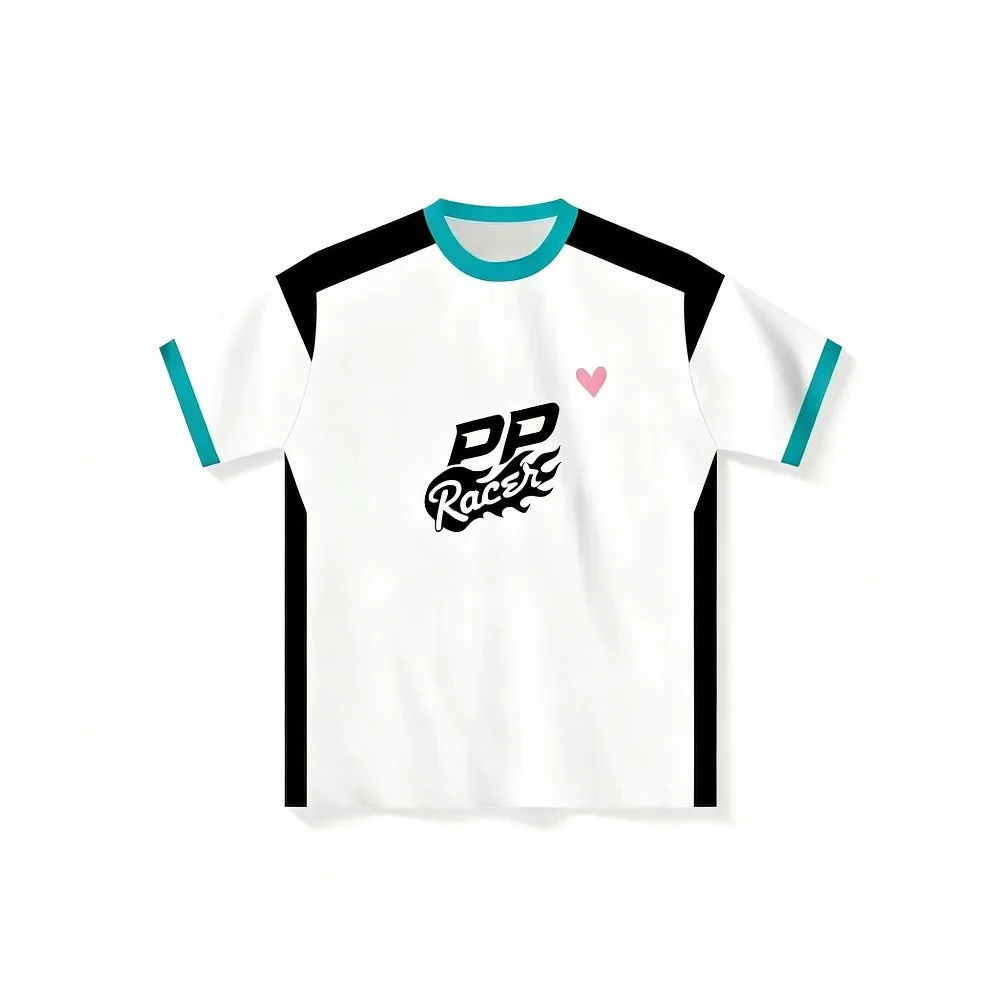 Flame Racer Letter Tomato Accent Graphic Print Men T Shirt Color Block Short Sleeve Racing Fan Casual Street Top