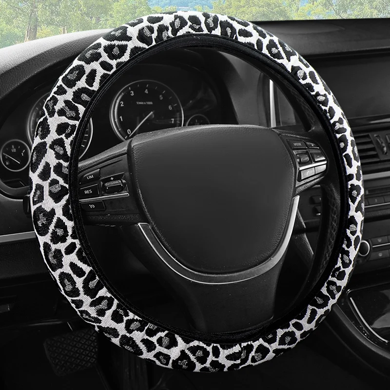 Car Anti-Slip Patterned Fabric Steering wheel Cover Universal car  Protective Cover No iInner Ring Fashion Style 38cm Shape O D