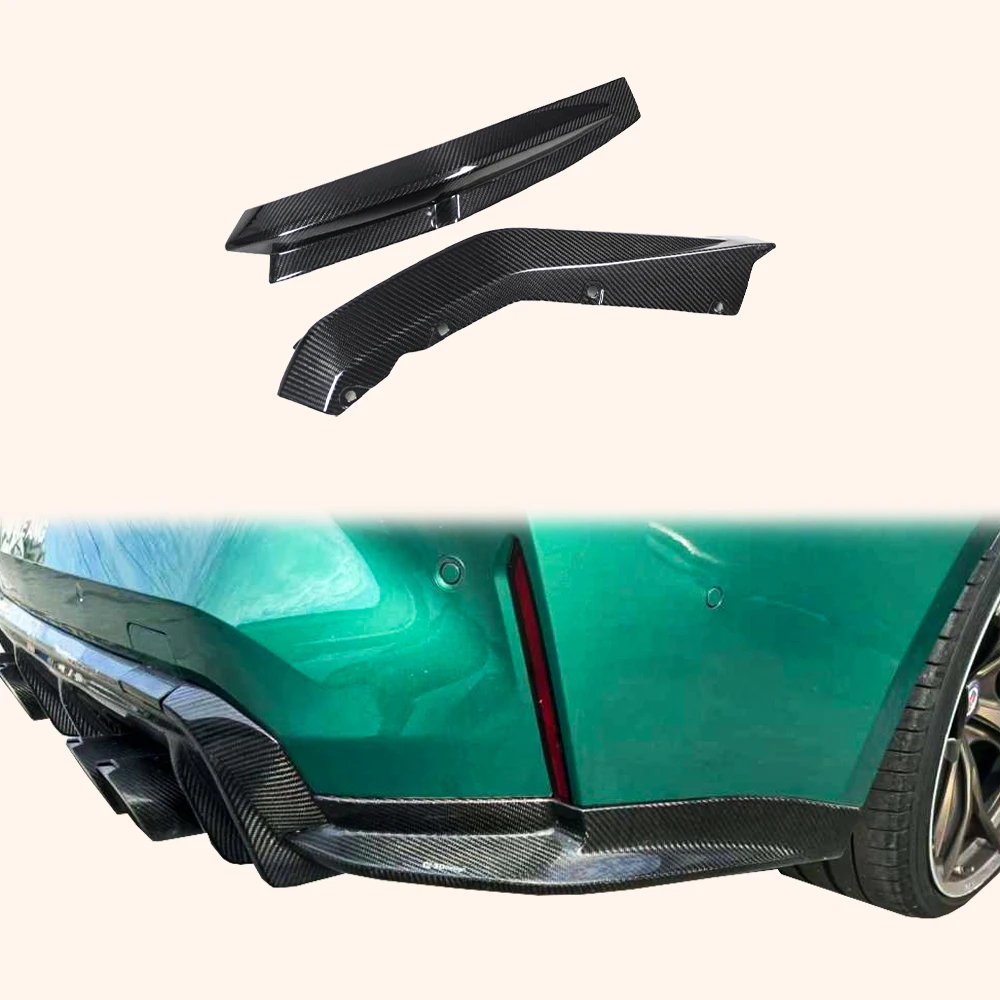 

For BMW M3 G80 2020-24 Sedan Dry Carbon Body Parts OE Style Rear Bumper Side Spat Lip Pair