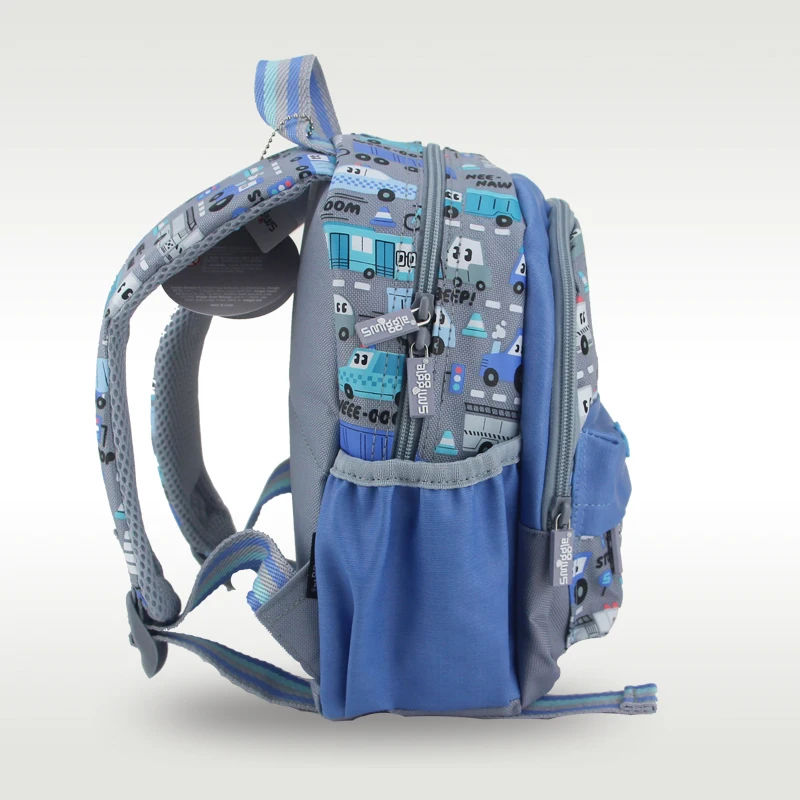 حقيبة مدرسية للأطفال حقيبة ظهر كتف للأولاد شاحنة خلاط رمادية kawaii1-4 سنوات 11 بوصة