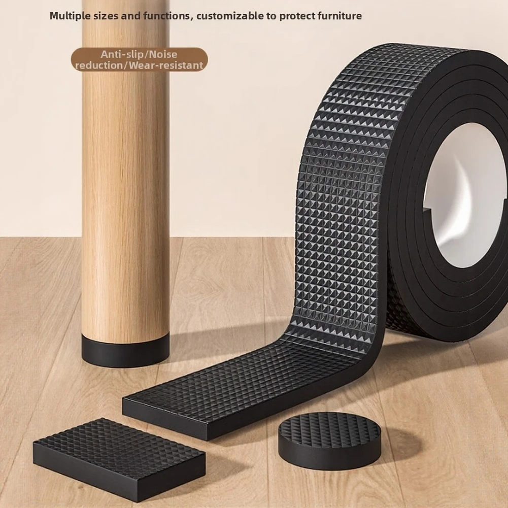 Black EVA Anti Slip Furniture Mat 6mm Thick Self Roll For Chair Table Leg Floor Protection Noise Reduction Home Decor