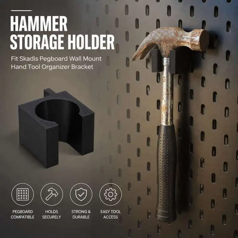 Hammer Storage Holder Fit Skadis Pegboard Wall Mount Hand Tool Organizer Bracket Workshop Hardware Rack