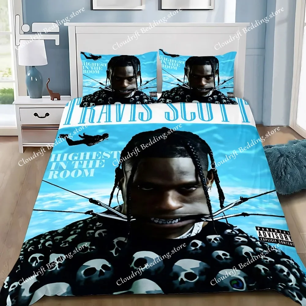 

Duvet Cover Pillowcase Bedding Set Rapper T-Travis S-Scott Jack Adult Boy Girl Bedroom Decoration Children Single Double Size
