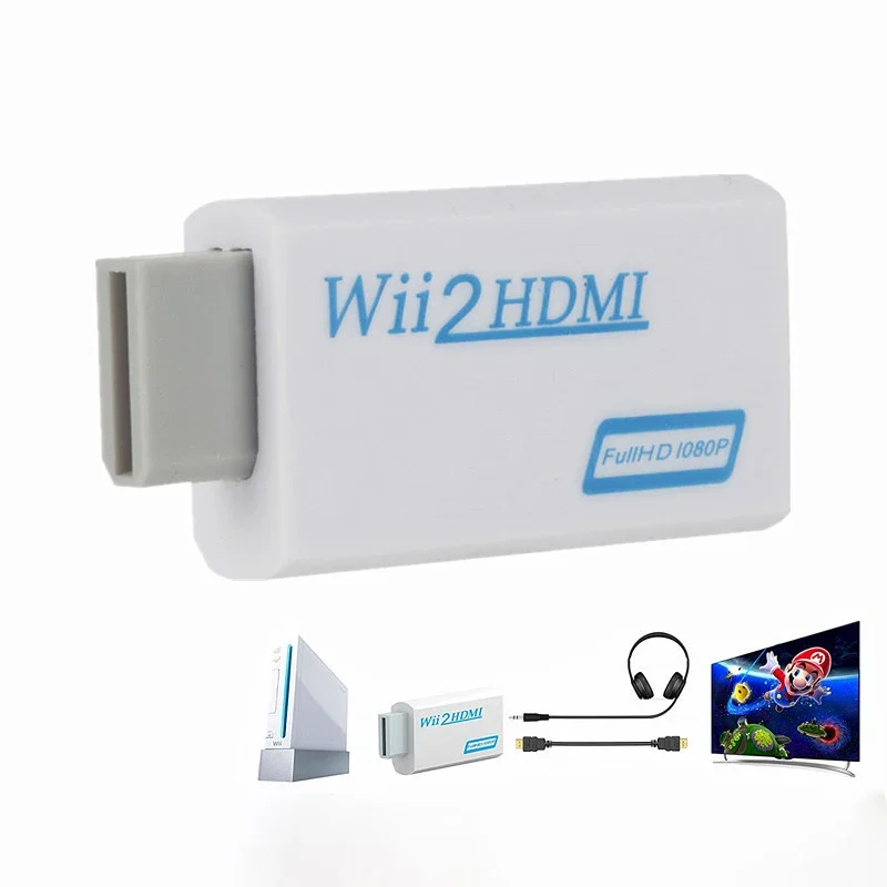 Wii To HDMI-compatible Adapter Converter 3.5mm Audio For PC HDTV Monitor Wii2 To HDMI-compatible Converter Adapter