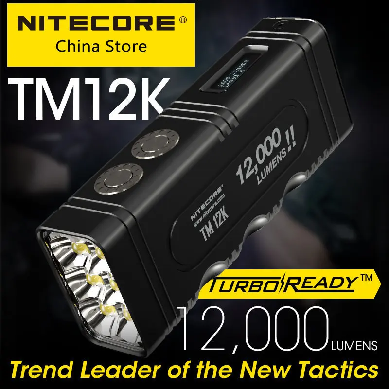 SALE Nitecore TM12K Tactical Flashlight 12000LM Powerful USB-C Rechargeable Super Bright 18W QC Searchlight,21700 Li-ion Battery