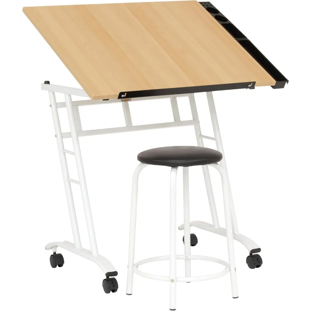 Crafting Table with White and Maple Finish, 34 Wide x 23.5 Deep x 37.5 High