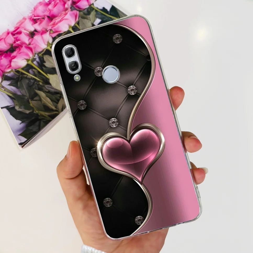 For Honor 10 Lite HRY-LX1 Case Luxury Flower Love Soft TPU Silicone Clear Cover For Huawei Honor 10Lite 6.21\