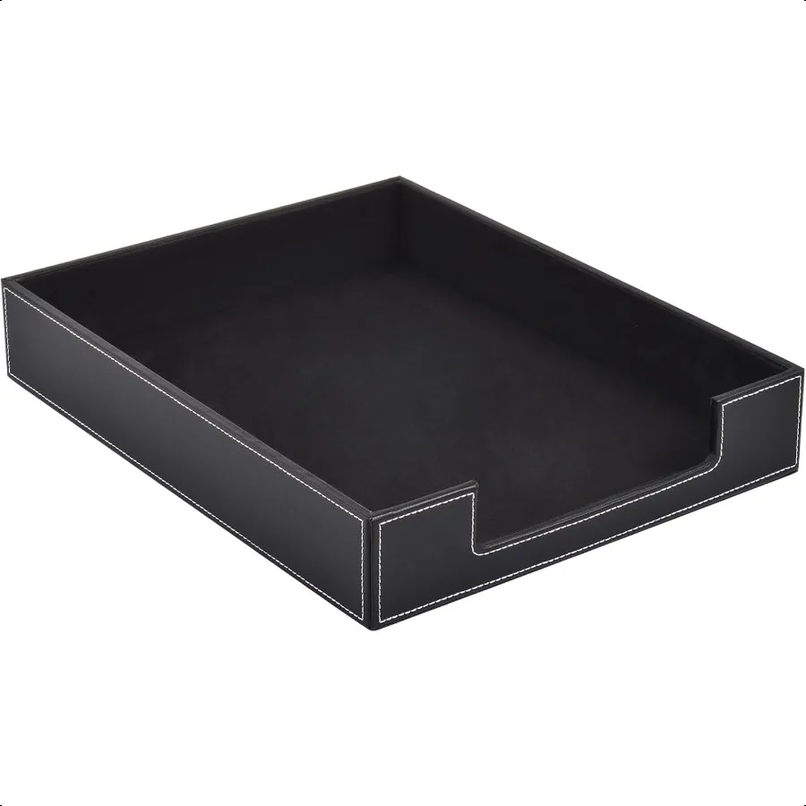 

Leather 1Layer Letter Tray Stackable File Document TrayA4 Paper Case Rack Desk Office plies Organizer Holders Desktop Organizat