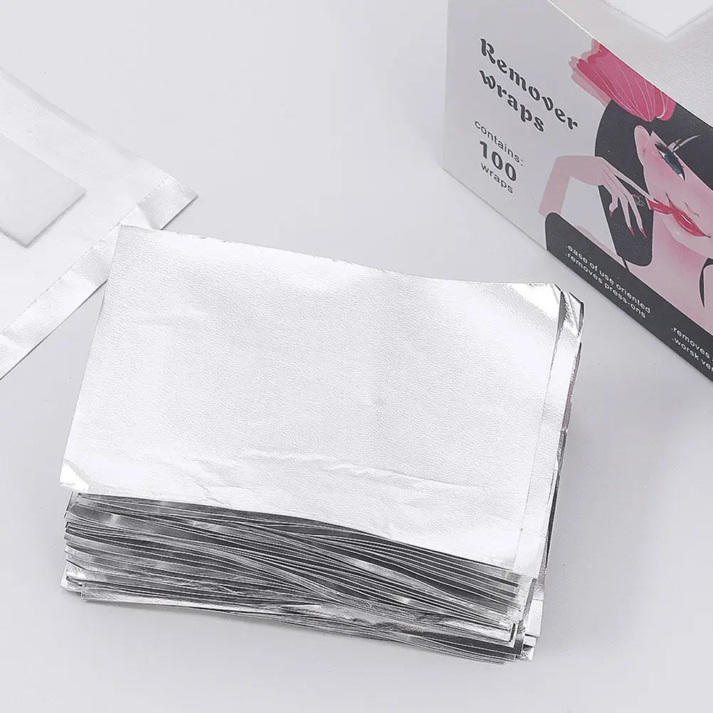 

100 шт. фольгированных патчей для ногтей с ватными подушечками, набор для снятия гель-лака, алюминиевые фольгированные листы для быстрого и безболезненного удаления лака