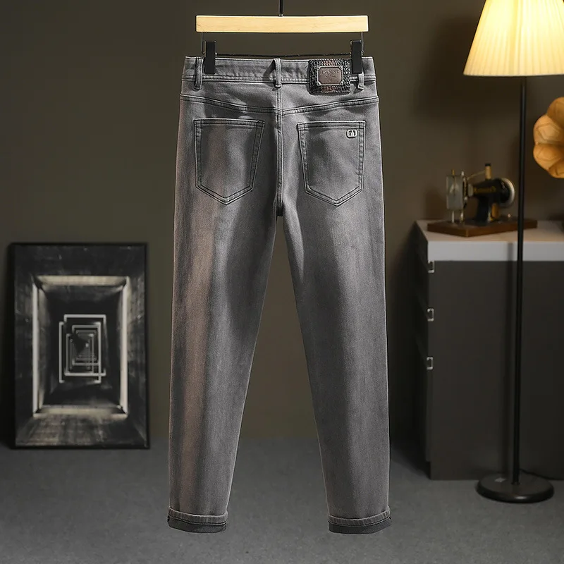 2024 new jeans men's casual simple all-match fashionable high-end slim stretch solid color trousers spring and autumn