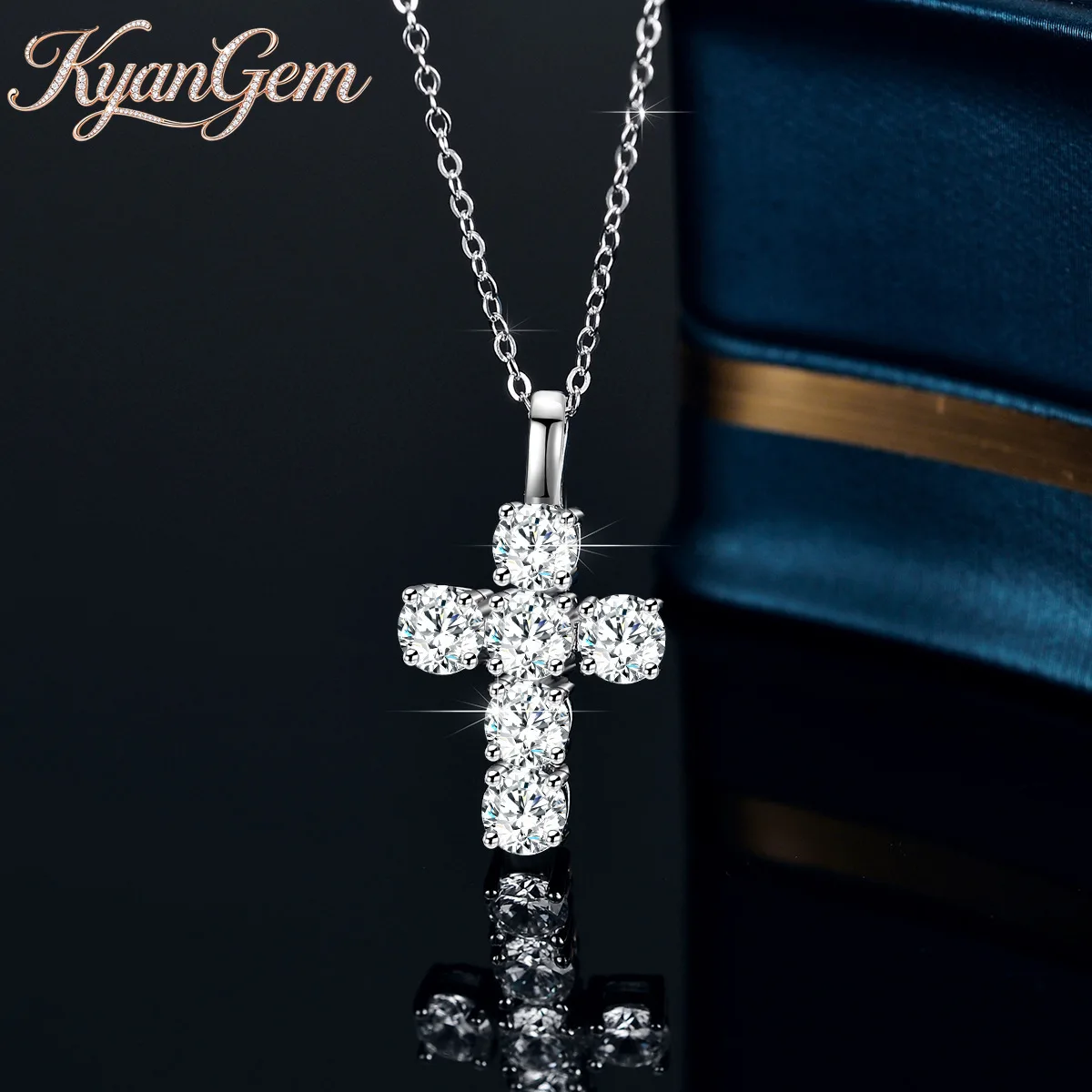 

Ожерелье KyanGem из 18-каратного золота с муассанитом 3 карата, женское модное ожерелье с геометрическим крестом и подвеской из платины PT950, цепочка на ключицу