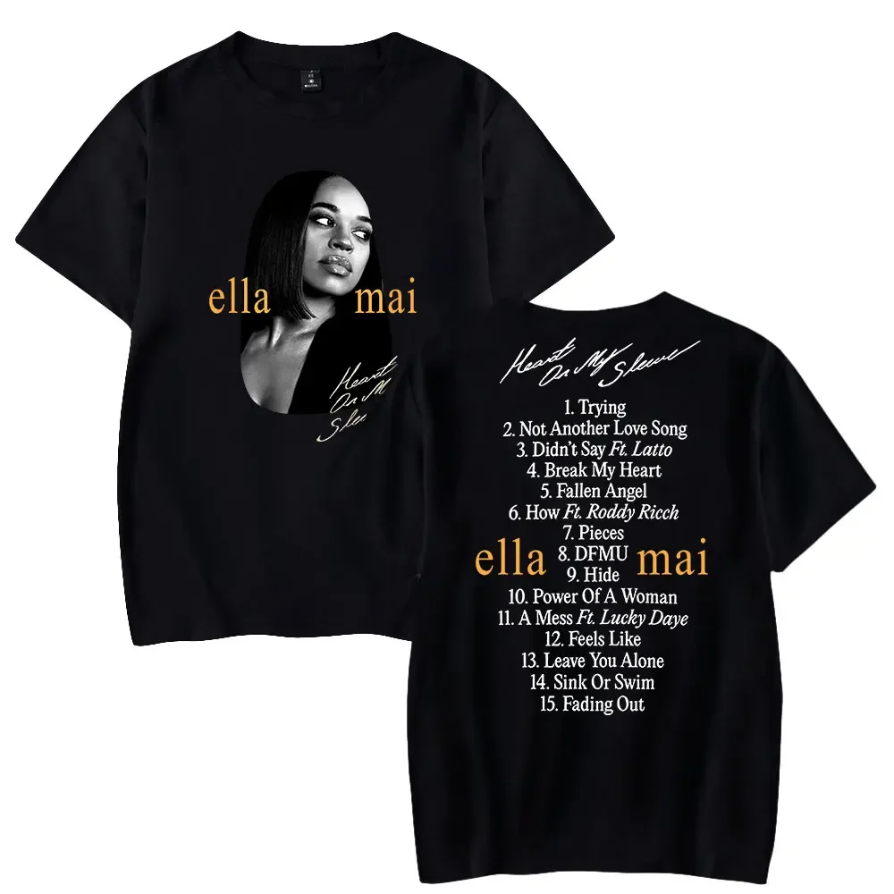 

Футболка Ella Mai Merch с принтом для мужчин и женщин, уличная одежда, рубашка с коротким рукавом, новый логотип, летняя