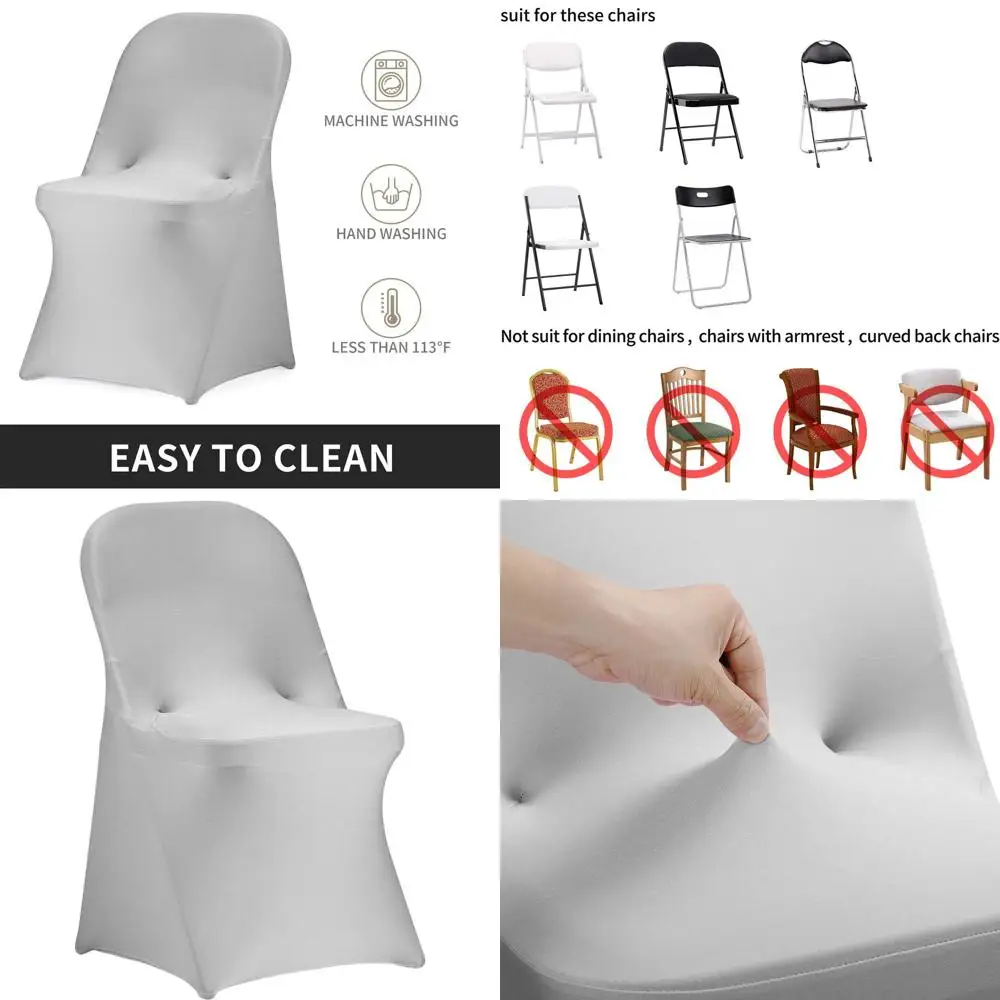 

Stretch Spandex Folding Chair Covers, 25 Pack, Silver, for Weddings, Parties, and Events