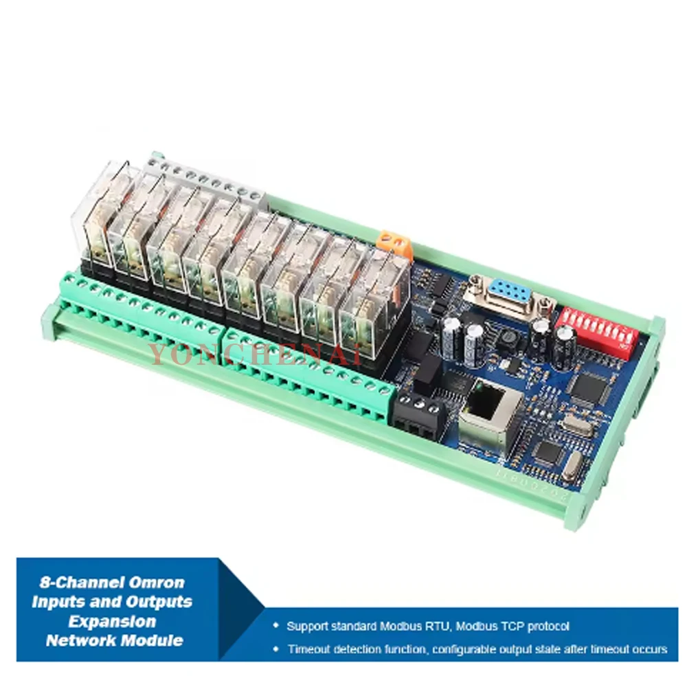 8-Channel RS485 RS232 LAN IO Relay Module Ethernet 24V Modbus RTU/TCP RJ45 DI DO Board for Contactors