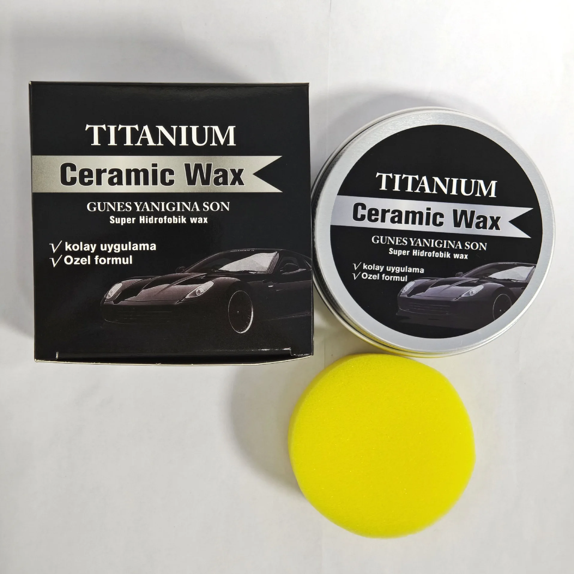 100g Titanium Ceramic Car Wax with Sponge Strong Protection Car Coating Polishing Wax Auto Car Scratch Repair Remover Paste