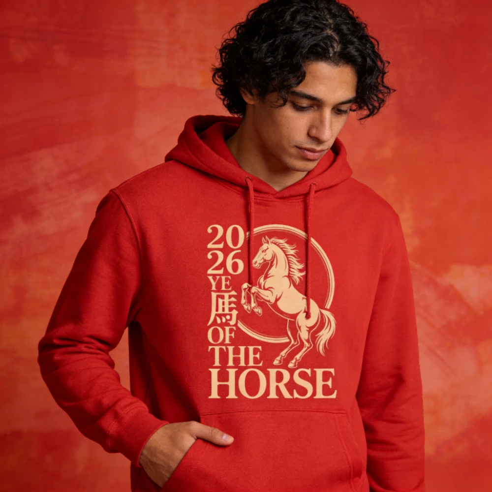 2026 Jahr des Pferdes Hoodies Sternzeichen-Enthusiasten Chinesisches Neujahr Pullover Hoodie Herren Unisex Casual Fashion Festival Streetwear