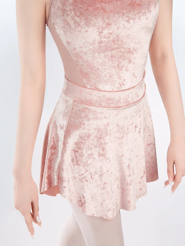 새로운 A 자형 벨벳 짧은 발레 스커트 우아한 댄스 스커트 아이보리 블랙 그레이 핑크