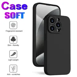 Original Square Liquid Silicone Phone Case For iPhone 15 14 13 11 12 Pro Max Mini X XS 7 8 Plus Black Soft Shockproof Back Cover