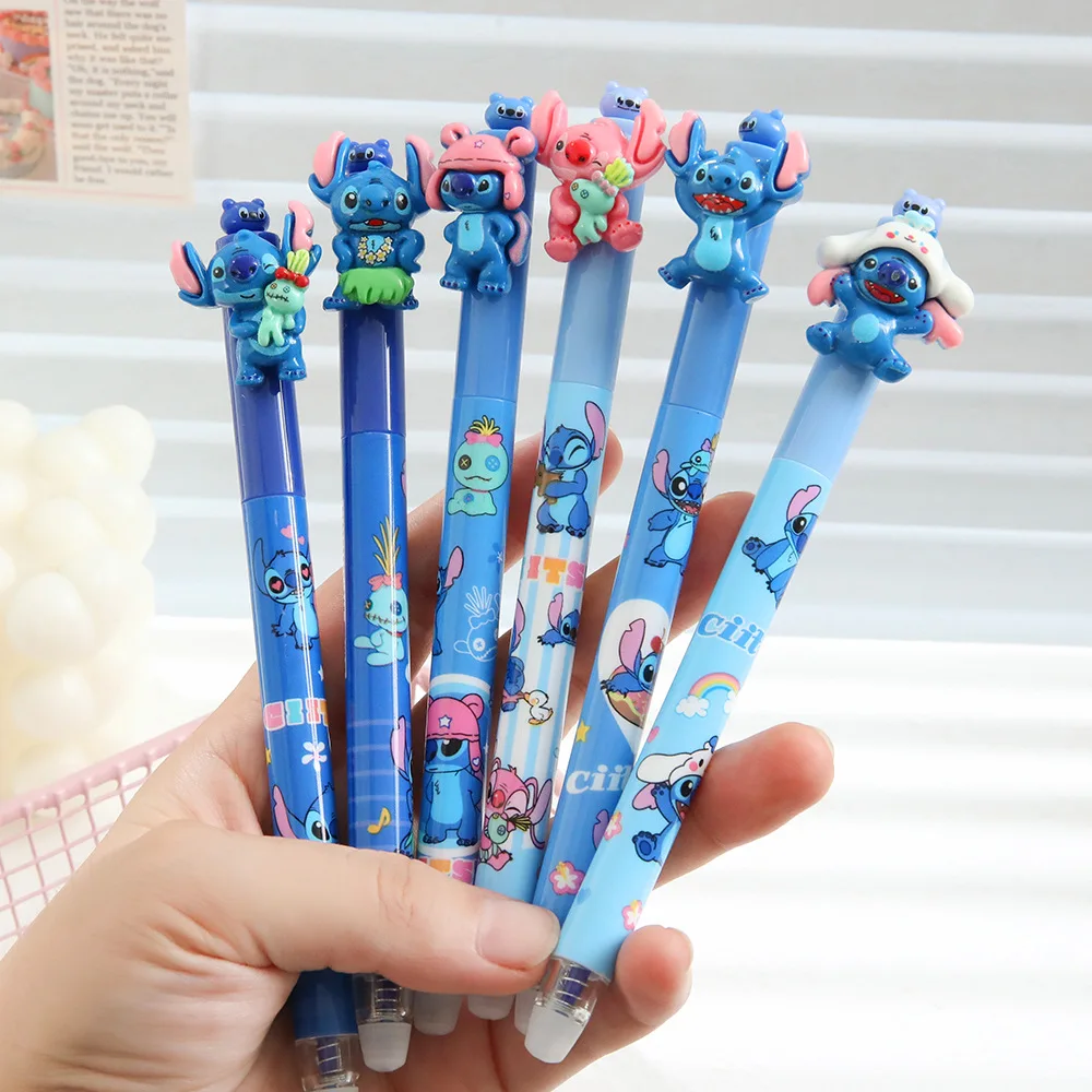 

Стираемые гелевые ручки в стиле аниме Kawaii Stitch для письма, милые 0,5 мм, ручка для письма с синими чернилами, школьные учебные принадлежности, 36 шт.