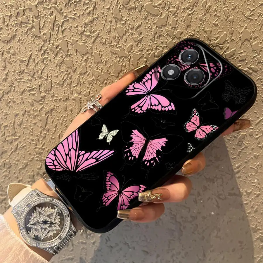 حافظة لهاتف Honor X7a 70 X9a X9 8X X9c X8 90 Lite X7 غطاء خلفي ناعم على شكل فراشات ملونة