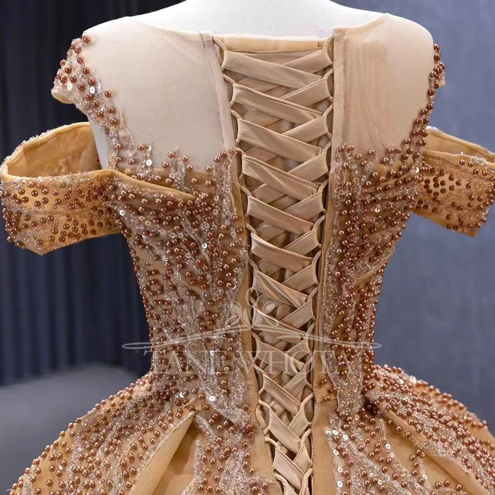 Robe de soirée de luxe personnalisable, col rond, manches cape, dos à lacets, perles et paillettes, Style 2025 pour femmes