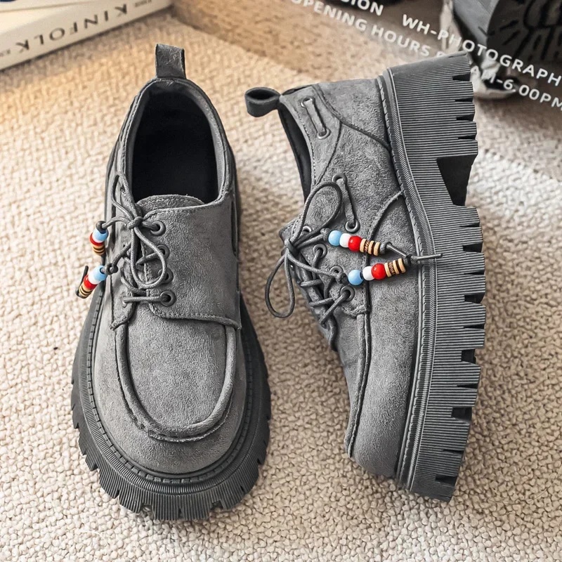 

Suede Breathable Slip-on Platform Shoes Leather Mens Casual Shoes Man Loafers Fashion Walking Sneakers Lightweight Driving Shoes