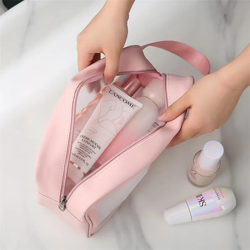 2022 Waterproof PVC Cosmetic Bag Large Capacity Travel Makeup Bags Translucent Toiletries Storage Pouch Women Make-up Wash Bag