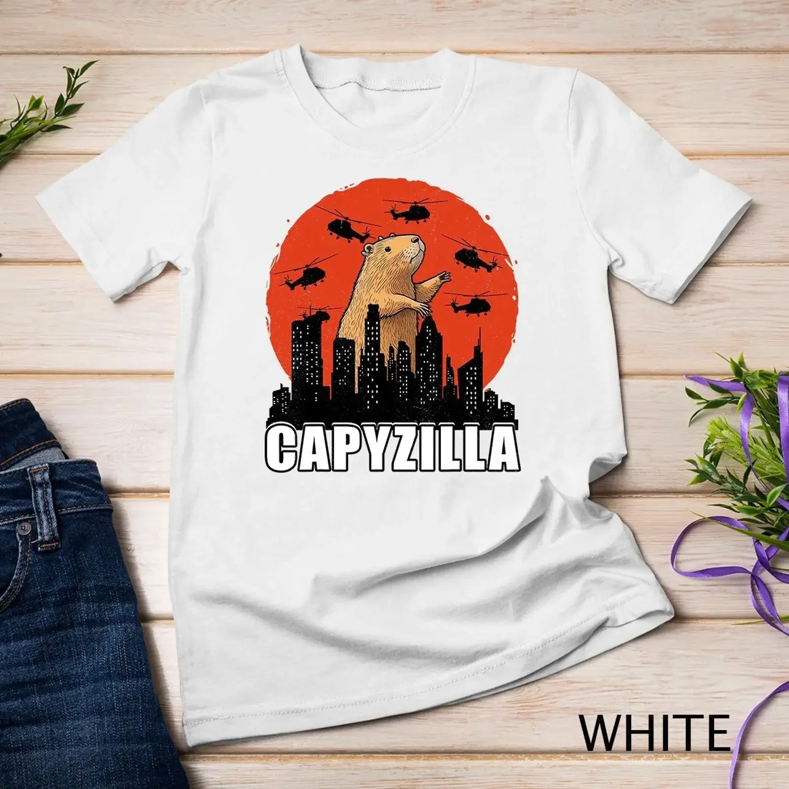 Capybara T Shirt Funny Rodent Capyzilla  vintage Washed Comfortable Breathable fashion Casual Stretched Soft homme