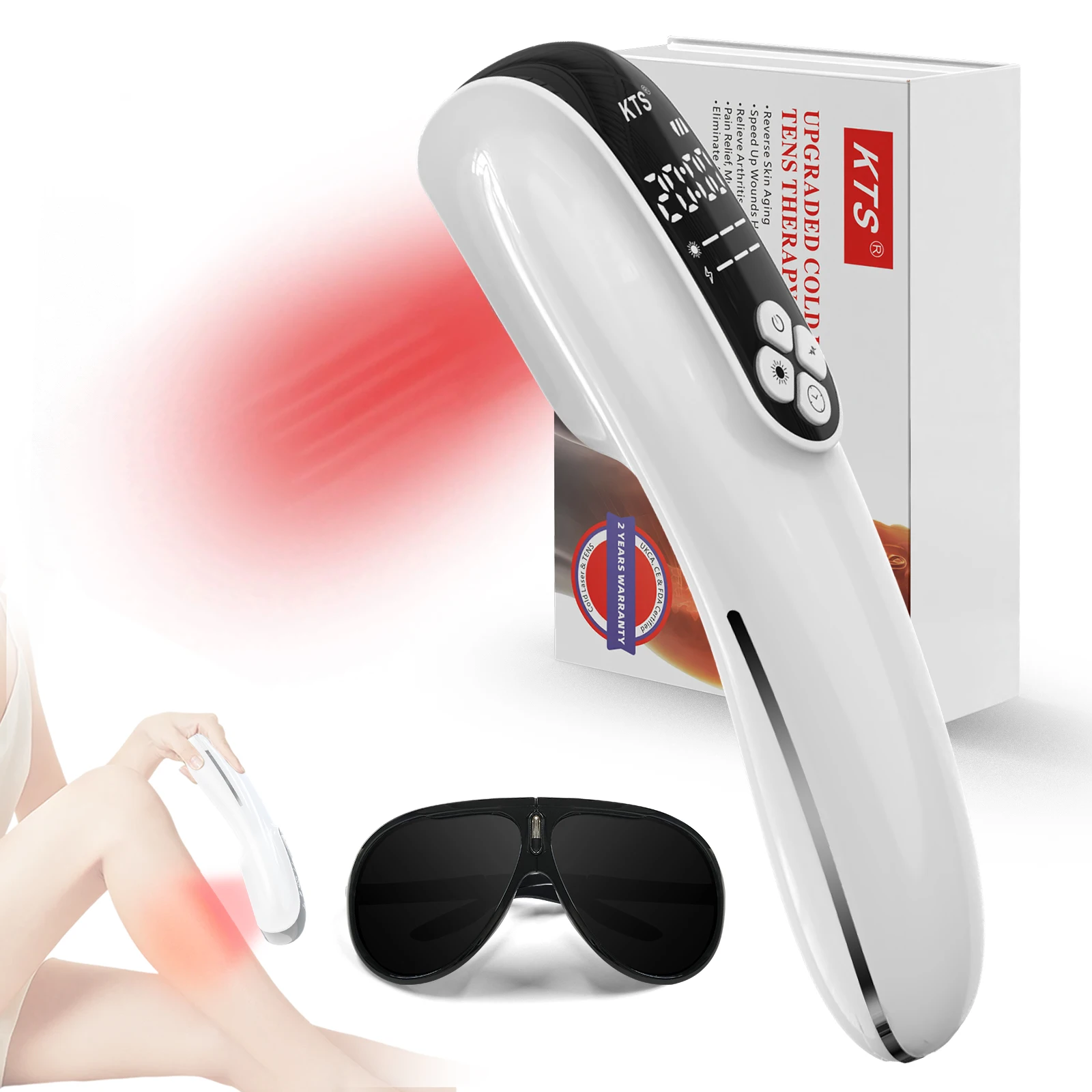 Tens 4x808nm Cold Laser Therapy Device for Body Pain Relief 2600 mAh LLLT Tens Muscle Stimulator for Joint Pain Muscle Recovery