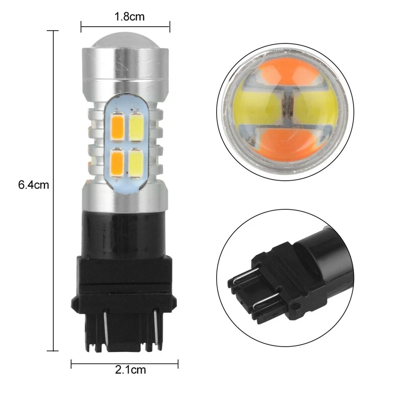 2X High Power 3157 LED DRL White/Amber Switchback Turn Signal Parking 20-SMD-5730 Light Bulbs Dual Color