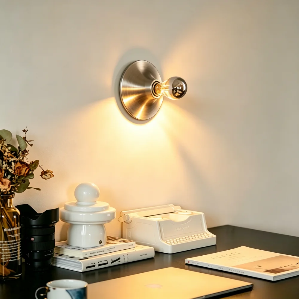 Vintage Iron Wall Lamp Half-plated Bulb Interior Decor Wall Light Living Room Aisle Corridor Bedroom Lamp Bathroom Ceiling Light
