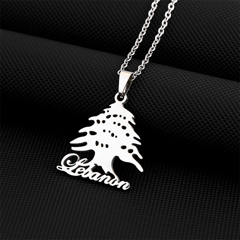 New Lebanon Map Pendants Necklaces For Women Men Gold Color/Silver Color Stainless Steel Party Birthday Jewelry Gifts