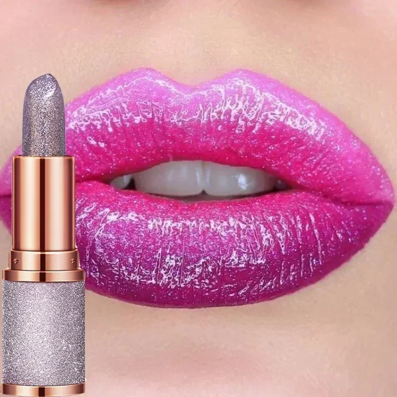 Pintalabios con purpurina que cambia de Color y temperatura, maquillaje de labios Sexy de terciopelo hidratante de larga duración, tinte de labios mate rojo y rosa