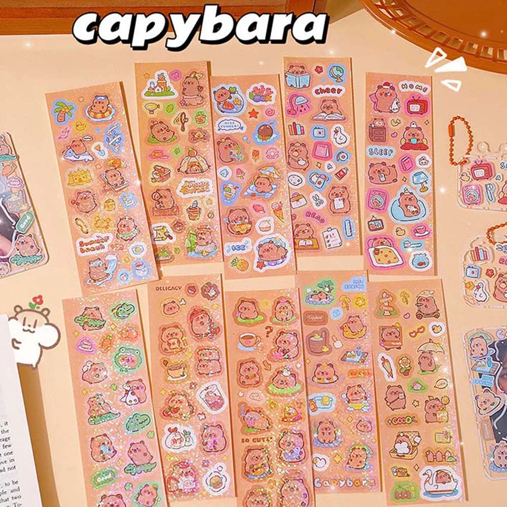

10Sheets School Supplies Capybara Stickers Capybara Cartoon Stickers Capybara Decoration Sticker Animal Waterproof