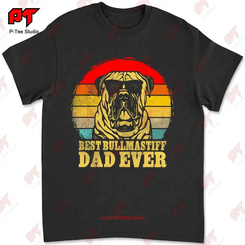 Best Bullmastiff Dad Ever Sunset Retro T-shirt YPIH