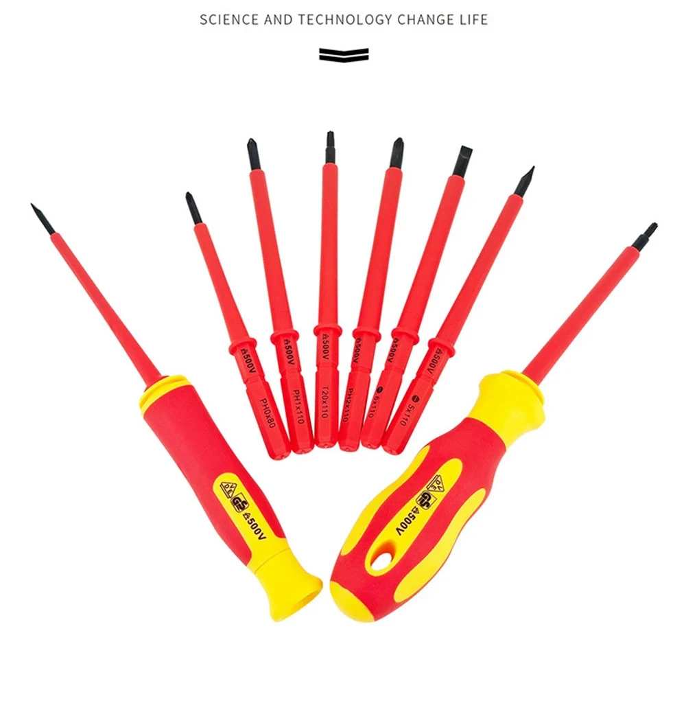 10-teiliges VDE-isoliertes Schraubendreher-Set mit austauschbarer Klinge und magnetischem Koffer, 500 V, Heim- und professionelle Nutzung, Elektriker-Werkzeuge – Detail 8