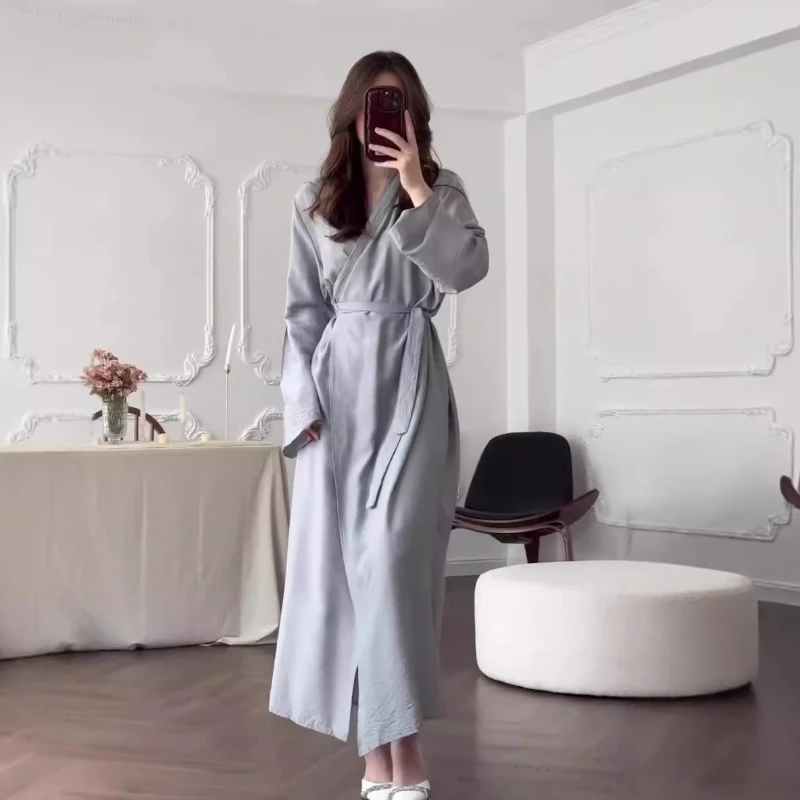 

Autumn 2025 Women's Solid Color Casual Style Simple Waist Long Dress