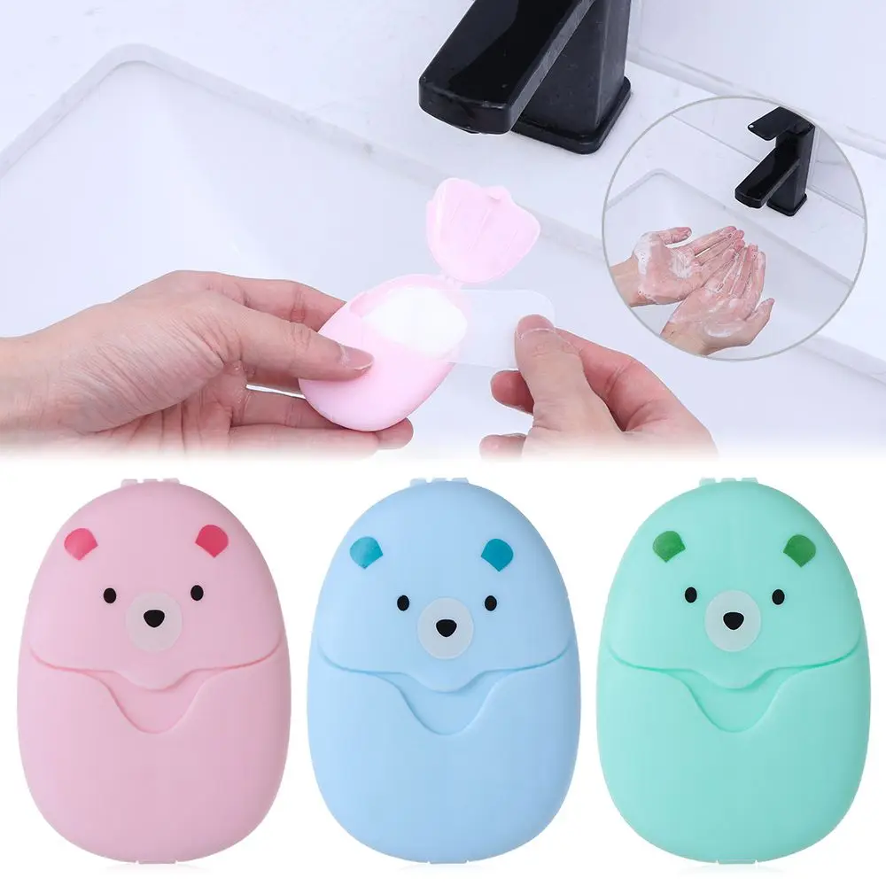 50Pcs Cute Portable Boxed Hand Washing Soap Flakes Soap Pieces Soap Paper