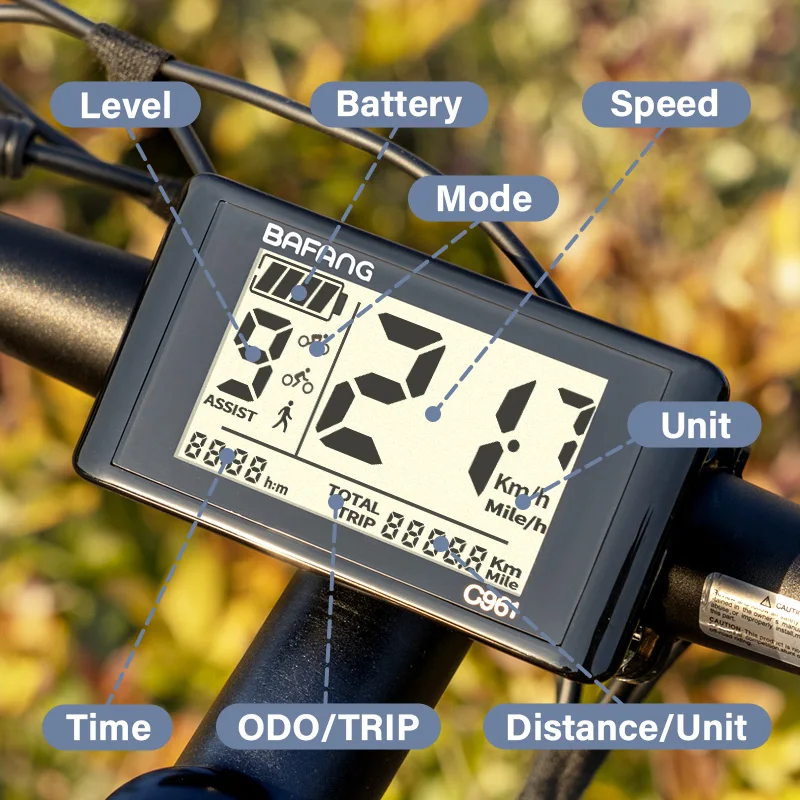 Electric Bike LED Display C961 for BAFANG BBS01B BBS02B BBSHD Mid Drive Motor Bicycle Ebike Computer UART Conversion Kit