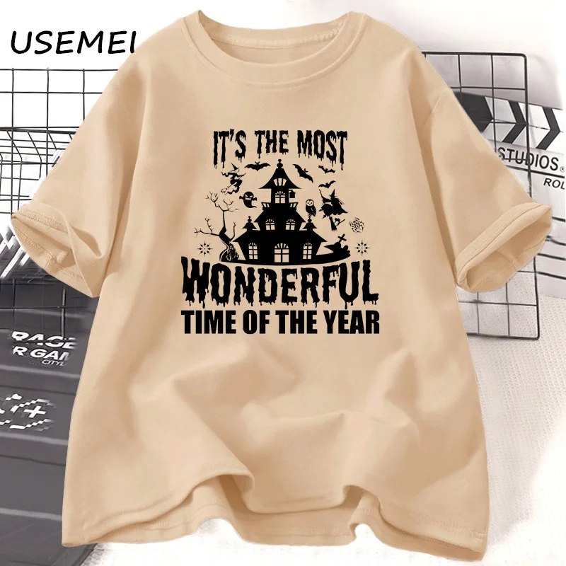 

It's The Most Wonderful Time of The Year Halloween T-shirt Vintage Graphic T Shirts Women Men Cotton Casual Short Sleeve Tees