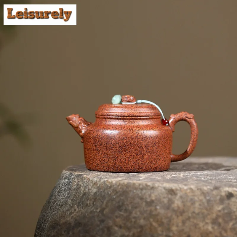 

290ml Yixing Purple Clay Teapots Handmade Long Yunde Zhong Pot Raw Ore The Keel Gold Sand Tea Soaking Kettle Zisha Tea Set Craft