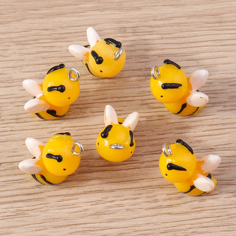 Tusember 10 Stück 3D Cartoon Tieranhänger Niedliche Harz-Bienenanhänger für Schmuckherstellung Ohrringe Halskette DIY Handwerk – Detail 2