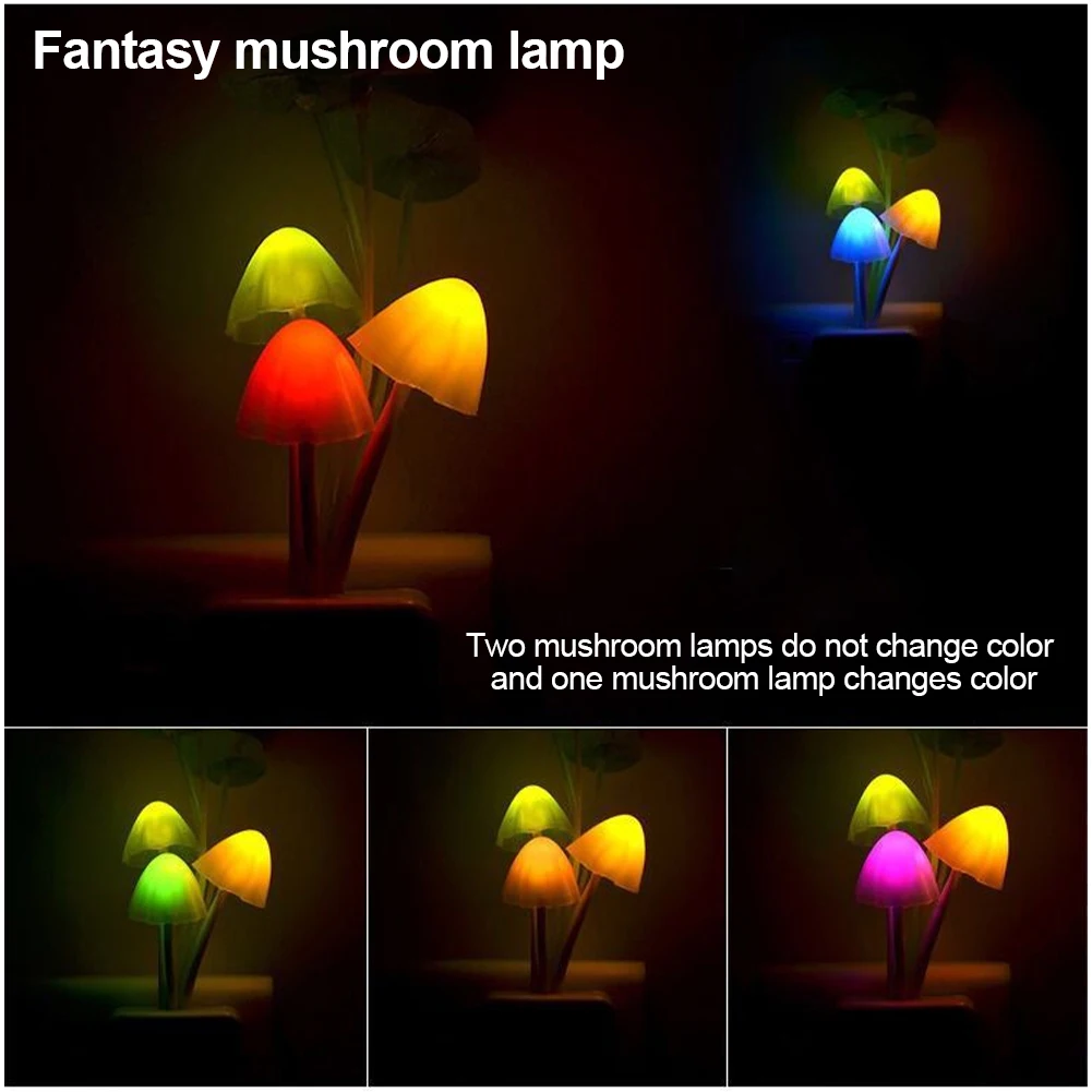 20V 3 LED Wall Light-control Sensor Night Light Induction Dream Fung Mushroom Lamp Home Bedroom Decoration EU & US Plug