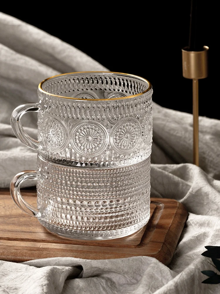 

Home relief cup Nordic style Phnom Penh sunflower glass with handle milk oatmeal breakfast cup