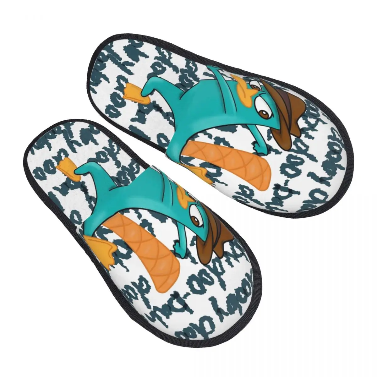 

Winter Home Cotton Slippers Perry The Platypus Agent Merch Household Fur Slides Slippers Living Room Soft Non-slip Slides
