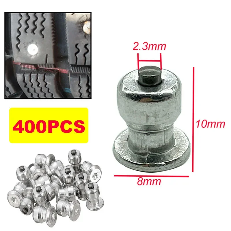 400Pcs 8x10mm Wheel Tire Studs Spikes Winter Lugs Screw Snow Ice Anti-Slip Chains Studs For Shoes Car Motorcycle SUV ATV Truck