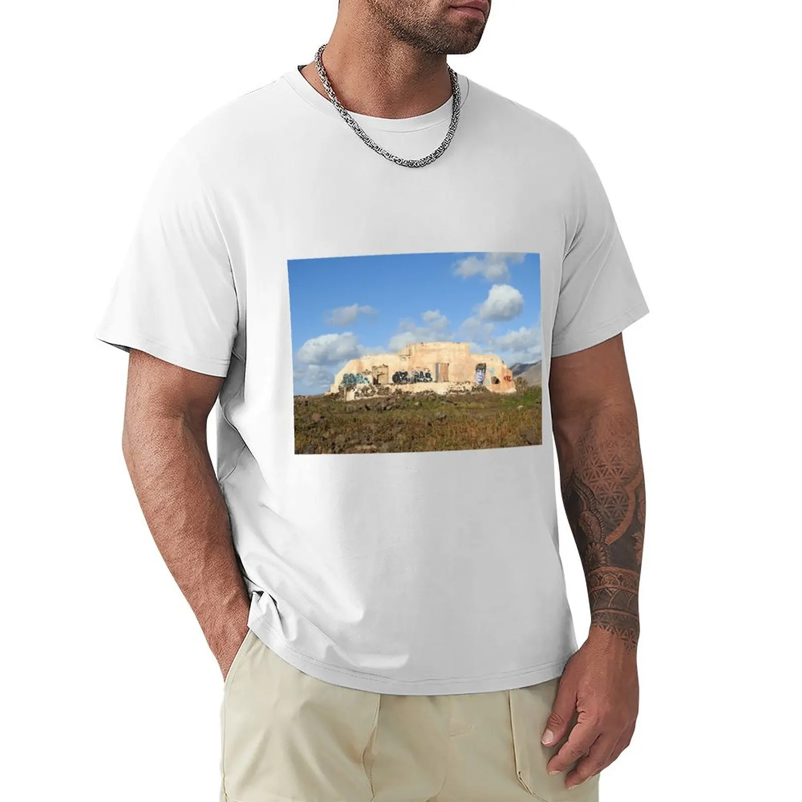 Old ruin with graffiti on Lanzarote T-Shirt sports fans boys whites heavyweights graphics fruit of the loom mens t shirts