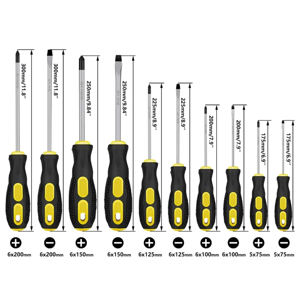 Magnetic Screwdriver Cross Slotted Screwdriver DIY Projects Chrome Vanadium Steel Comfortable Grip Ergonomic Design