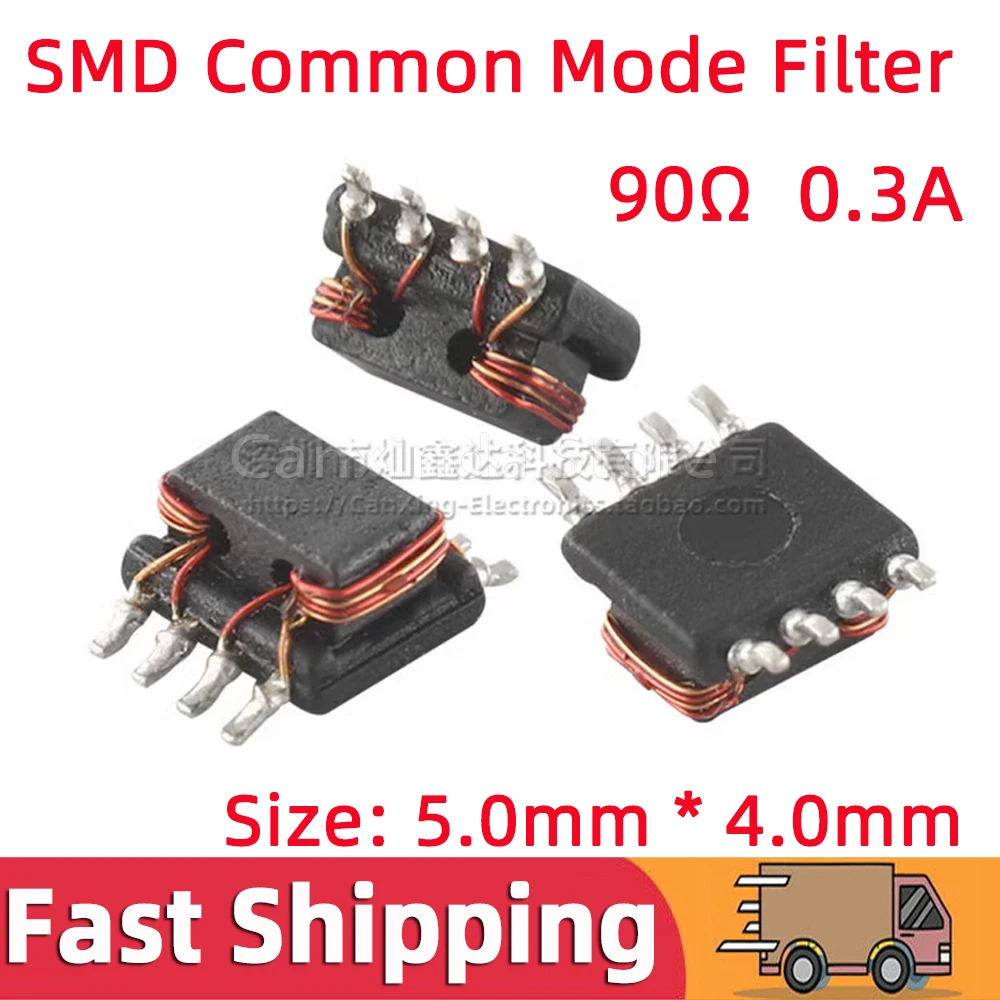 

10pcs Surface Mount SMD Common Mode Inductor Filter USB Signal Line Impedance 90ohm 90Ω 0.3A 300mA 4 Wire Dual Winding
