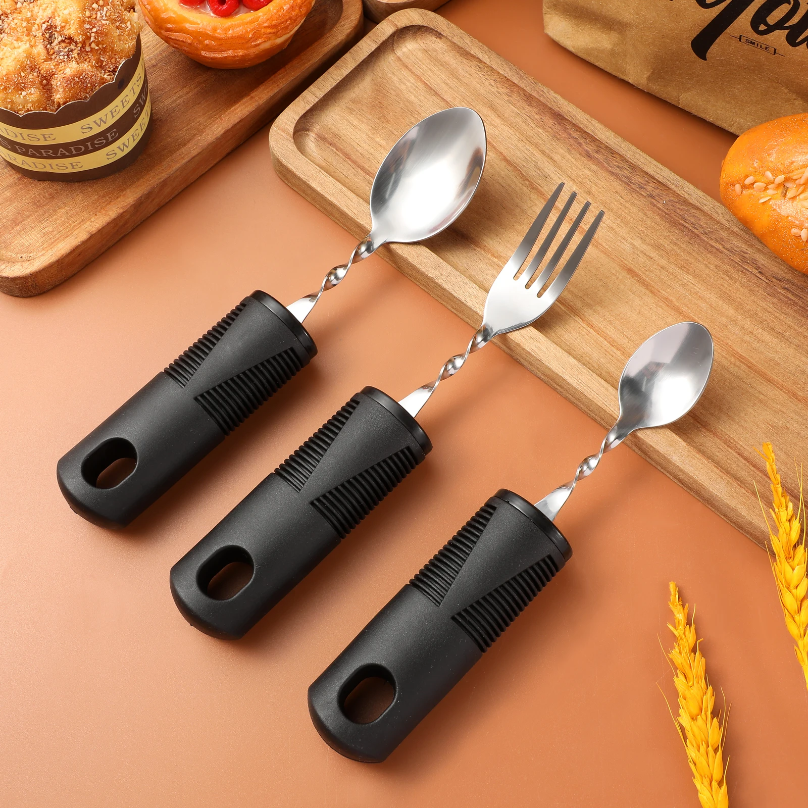 

3 Pcs Adaptive Utensils Disability Gadgets Elderly for Spoons Eating Weighted Tableware